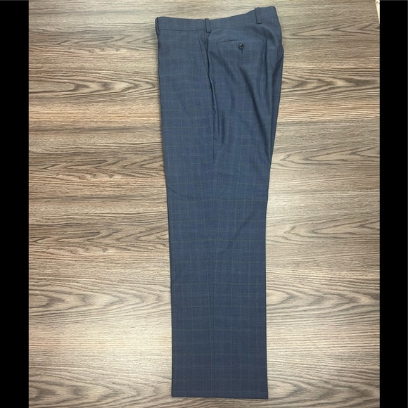 Paul Betenly Blue/Grey w/ Green Windowpane Plaid Dress Pants 32 - Picture 5 of 8
